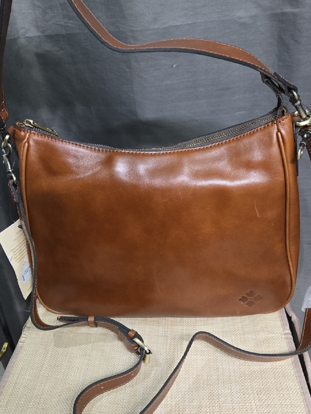 WEEKEND SALE! Patricia Nash Athani Warm Cognac Leather Crosbdy  $249